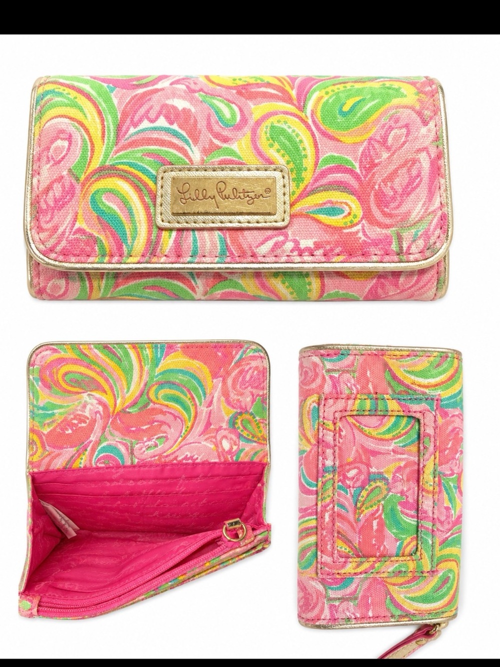Lilly Pulitzer Pink Multi Signature Print Continental Wallet